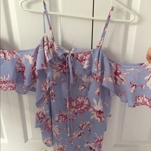 baby blue tank top with floral print